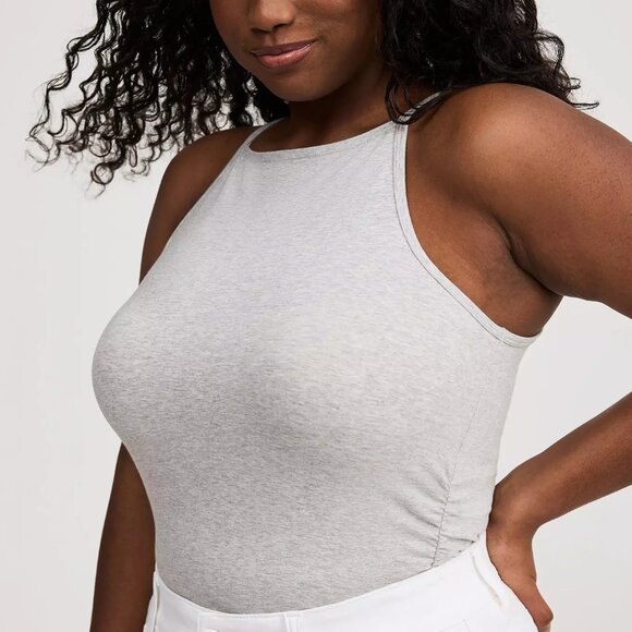 Torrid Tank Top 2X Grey Foxy Ruched Sides High Neck Shirt Fitted Cami Plus Size - Picture 1 of 3